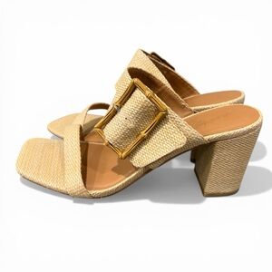 Universal Thread Bristol Mule Heels Womens Size 10 Beige Slip On Block